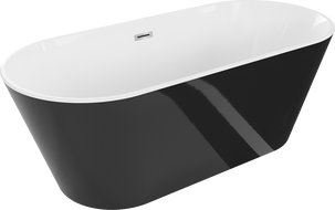 Mexen Flavia cadă de sine stătătoare 160 x 75 cm, alb/negru, preaplin cromat - 54031608075-01