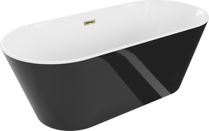 Mexen Flavia cadă freestanding 160 x 75 cm, alb/negru, preaplin auriu - 54031608075-50