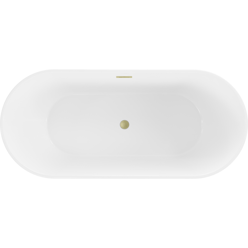 Mexen Flavia cadă freestanding 160 x 75 cm, albă/neagră, preaplin auriu periat - 54031608075-55