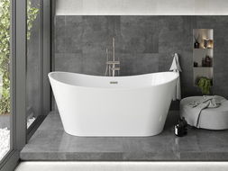 Mexen Montana cadă freestanding 150 x 75 cm, alb, supraplin finisat cu nichel - 52011507500-97