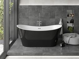 Cada Montana cada freestanding 150 x 75 cm, alb/negru, scurgere crom - 52011507575-01