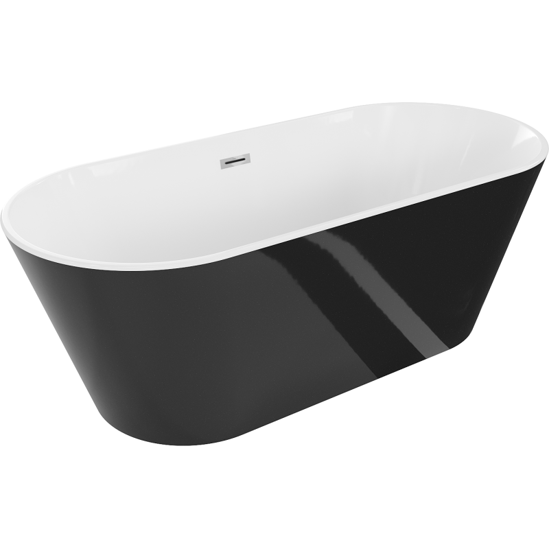 Mexen Flavia szabadon álló kád 170 x 75 cm, fehér/fekete, króm túlfolyás - 54031708075-01