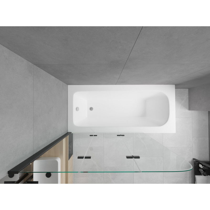 Mexen Vega téglalap alakú kád 160 x 70 cm burkolattal és 3-paneles paravánnal 120 cm, átlátszó, fekete - 550116070X9012037000