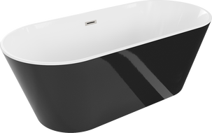 Mexen Flavia cadă de sine stătătoare 170 x 75 cm, albă/neagră, preaplin nichel periat - 54031708075-97