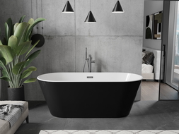 Mexen Flavia cadă freestanding 170 x 75 cm, alb/negru, supapă gun metal - 54031708075-95