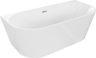 Mexen Oval cadă liberă de perete 140 x 75 cm, albă, evacuare crom - 52671407500-01