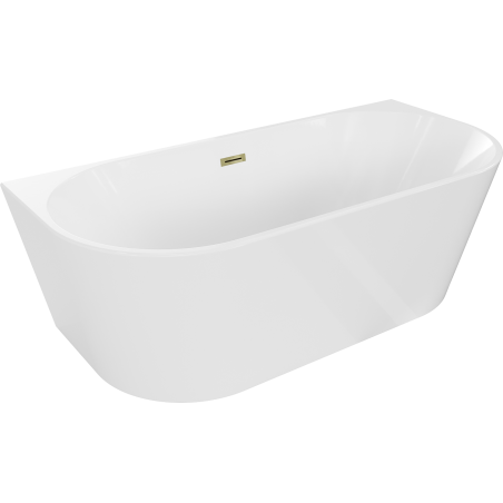 Mexen Oval cada lângă perete, 140 x 75 cm, alb, preaplin auriu - 52671407500-50