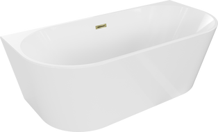 Mexen Oval cada lângă perete, 140 x 75 cm, alb, preaplin auriu - 52671407500-50