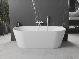 Mexen Oval cada de baie independenta, de perete 140 x 75 cm, alba, cu supraplin alb - 52671407500-20