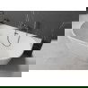 Cada Ovală cadă independentă, cu perete, 140 x 75 cm, albă, evacuare gun metal - 52671407500-95