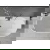 Cada Ovală cadă independentă, cu perete, 140 x 75 cm, albă, evacuare gun metal - 52671407500-95