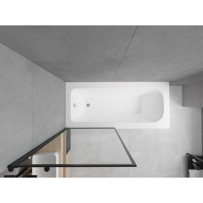 Mexen Vega téglalap alakú kád 160 x 70 cm burkolattal és 1-szárnyú paravánnal 70 cm, fekete minta - 550116070X9307017070