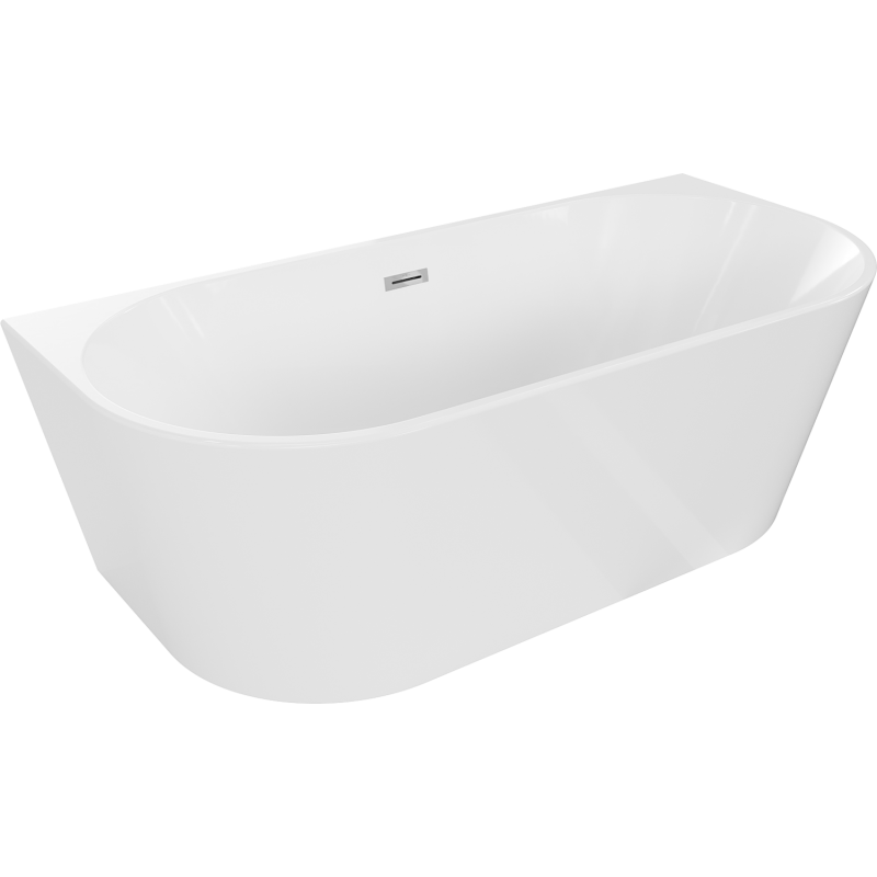 Mexen Oval cadă de baie freestanding de perete 160 x 80 cm, albă, preaplin crom - 52671608000-01