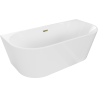 Mexen Oval cadă freestanding de perete 180 x 80 cm, albă, preaplin auriu - 52671808000-50