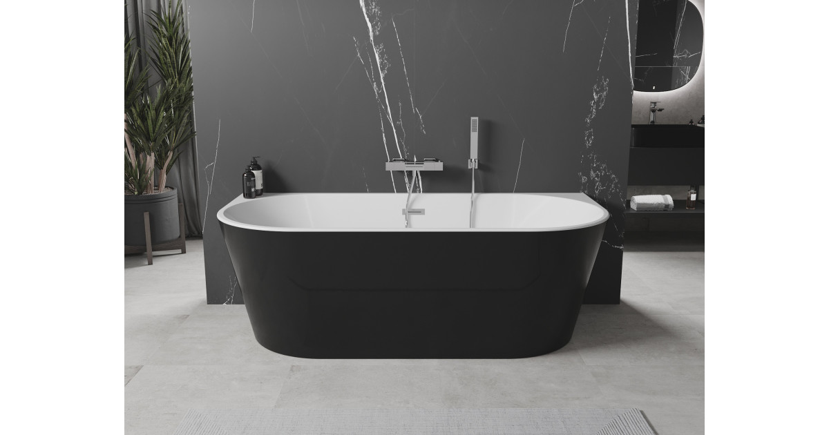 Mexen Oval cadă freestanding de perete 140 x 75 cm, albă/neagră