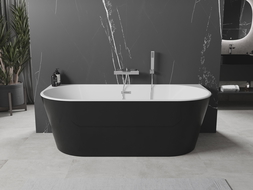 Mexen Oval cadă freestanding de perete 140 x 75 cm, alb/negru, preaplin crom - 52671407575-01