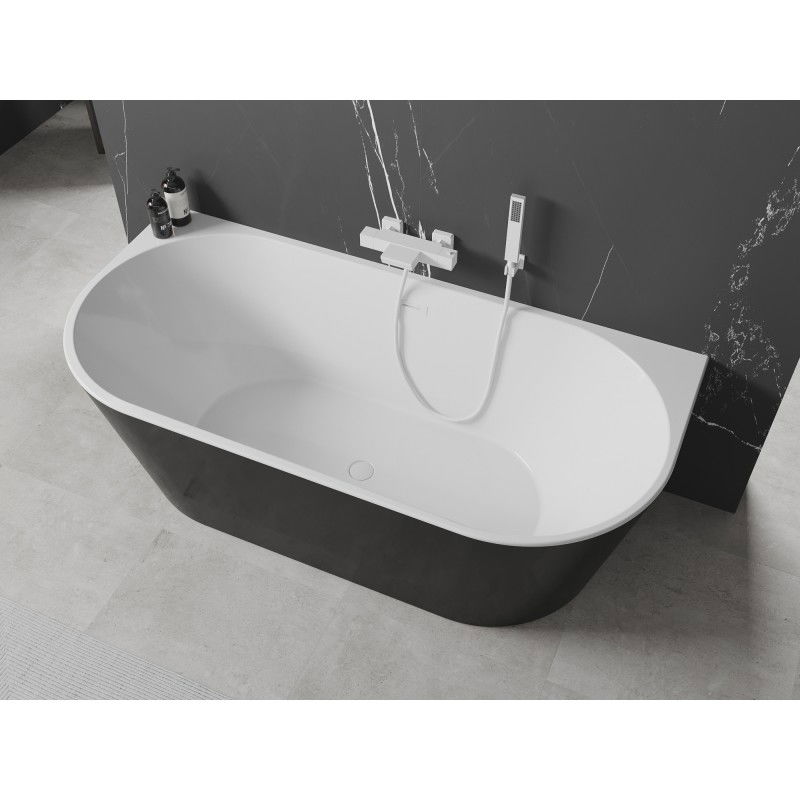 Mexen Oval cadă de baie independentă de perete 150 x 75 cm, alb/negru, preaplin alb - 52671507575-20