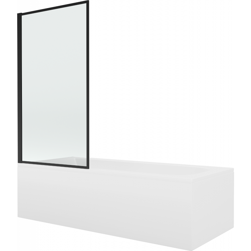 Mexen Vega cadă dreptunghiulară 160 x 70 cm cu înveliș și paravan cu 1 canat 80 cm, model negru - 550116070X9308017070