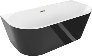Mexen Oval cadă freestanding de perete 150 x 75 cm, alb/negru, scurgere aurie - 52671507575-50