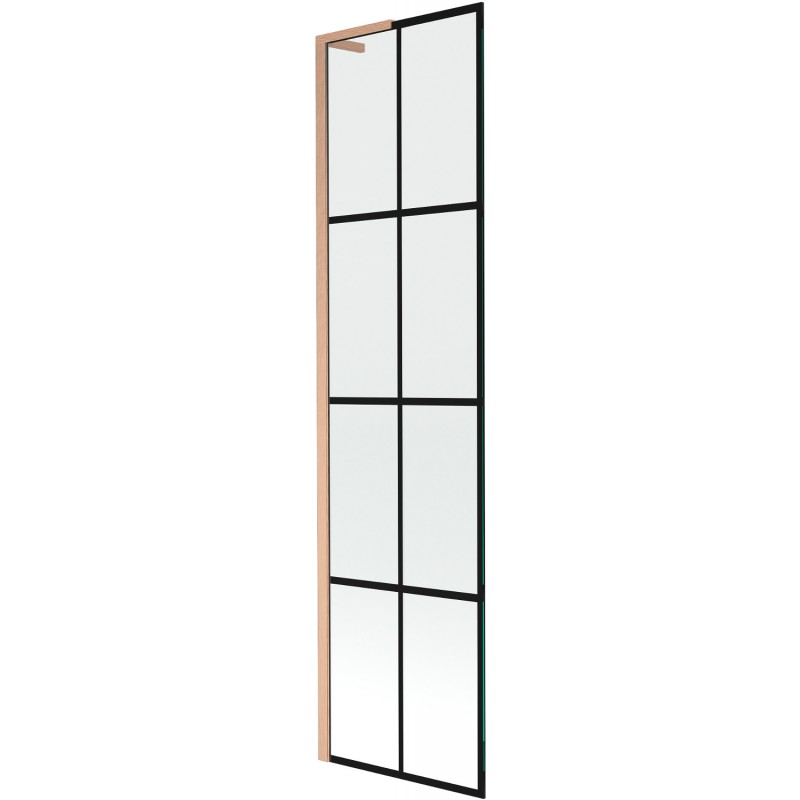 Mexen Next L fürdőkád paraván egyszárnyú 50 x 150 cm, fekete minta, matt réz - 895-050-000-03-77-65