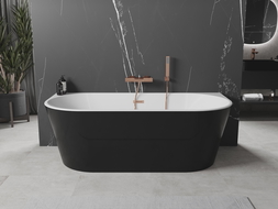 Mexen Oval cada liberă de perete 140 x 75 cm, alb/negru, evacuare din cupru periat - 52671407575-65