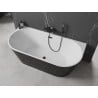 Mexen Oval cadă de baie freestandingă de perete 140 x 75 cm, alb/negru, preaplin negru - 52671407575-70