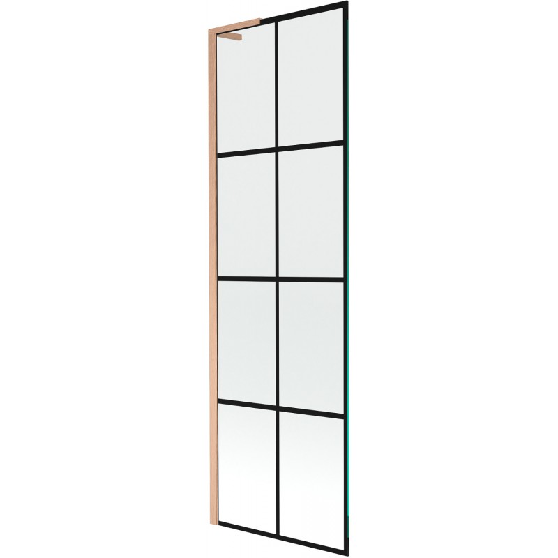 Mexen Next L fürdőkád paraván 1-szárnyú 60 x 150 cm, fekete minta, kefélt réz - 895-060-000-03-77-65