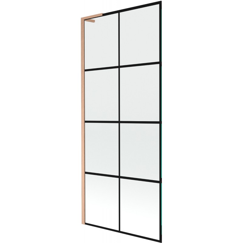 Mexen Next L egyajtós fürdőkád paraván 80 x 150 cm, fekete rács, matt réz - 895-080-000-03-77-65