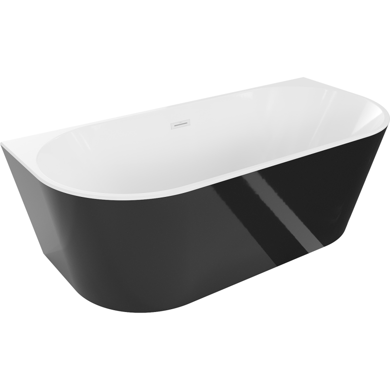 Mexen Oval fürdőkád falhoz álló 160 x 80 cm, fehér/fekete, fehér túlfolyó - 52671608075-20