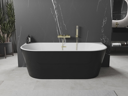 Mexen Oval cadă independenta de perete 160 x 80 cm, alb/negru, evacuare din aur periat - 52671608075-55