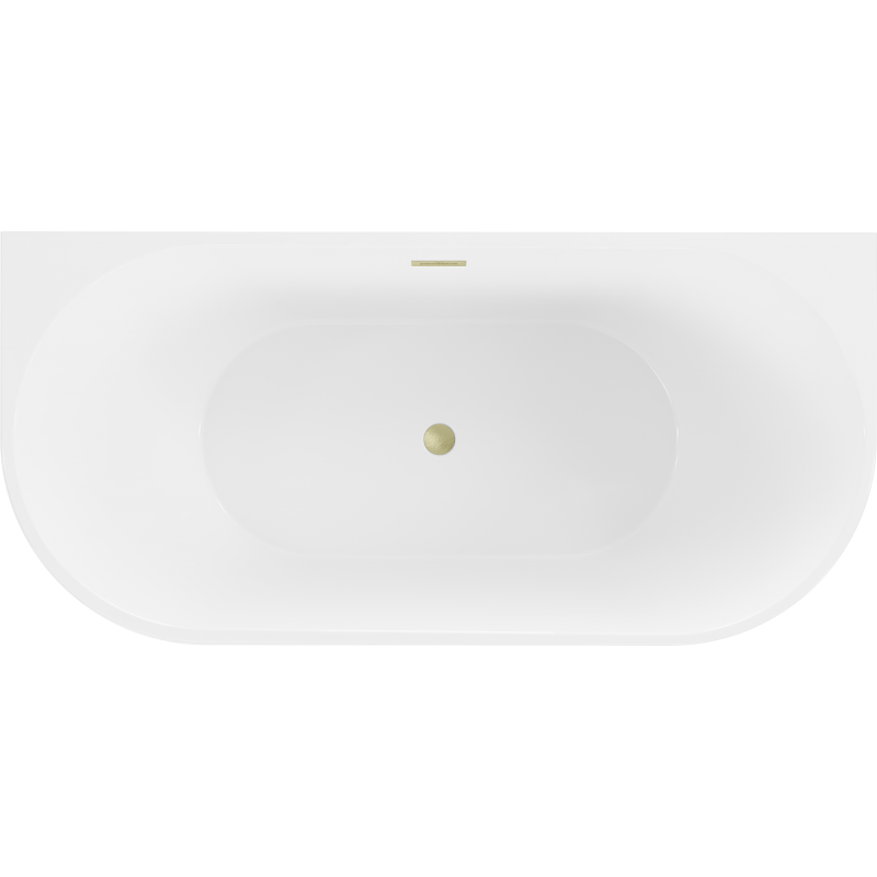 Mexen Oval cadă de baie freestanding lângă perete 160 x 80 cm, albă/neagră, preaplin auriu periat - 52671608075-55