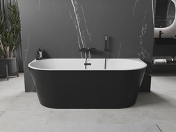Cadă Mexen Ovală freestanding pe perete 170 x 80 cm, alb/negru, preaplin negru - 52671708075-70