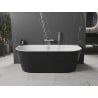 Mexen Oval cadă de baie freestanding montată pe perete 160 x 80 cm, alb/negru, preaplin nichel periat - 52671608075-97
