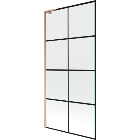 Mexen Next L paravan cadă 1-batant 90 x 150 cm, model negru, cupru periat - 895-090-000-03-77-65