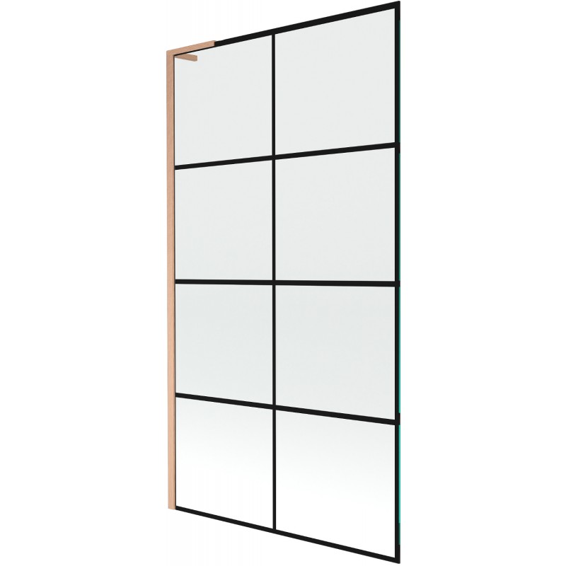 Mexen Next L fürdőkádparaván 1-szárnyú 100 x 150 cm, fekete minta, kefélt réz - 895-100-000-03-77-65