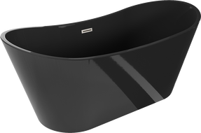 Mexen Montana cadă freestanding 170 x 80 cm, neagră, preaplin nichel periat - 52011708070-97