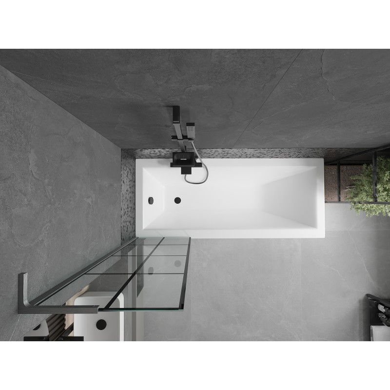 Mexen Next L paravan cadă cu 1 panou 50 x 150 cm, carouri negre, gun gray periat - 895-050-000-03-77-66