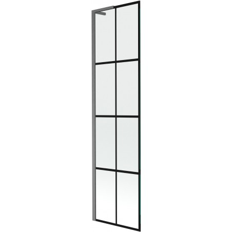 Mexen Next L fürdőkád paraván 1-szárnyú 50 x 150 cm, fekete rácsos, gun gray kefélt - 895-050-000-03-77-66