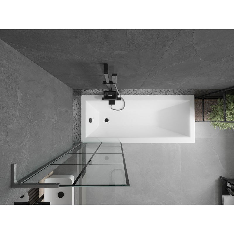 Mexen Next L paravan cadă 1-canat 60 x 150 cm, grilaj negru, gri armat periat - 895-060-000-03-77-66