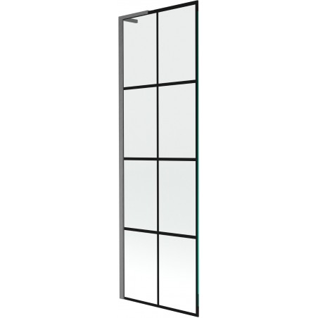 Mexen Next L egyajtós kádparaván 60 x 150 cm, fekete rács, szálcsiszolt gun gray - 895-060-000-03-77-66