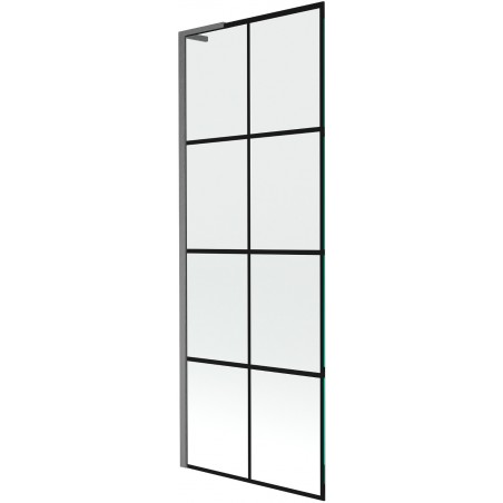Mexen Next L fürdőkád paraván 1-szárnyú 70 x 150 cm, fekete rács, kefe gun gray - 895-070-000-03-77-66