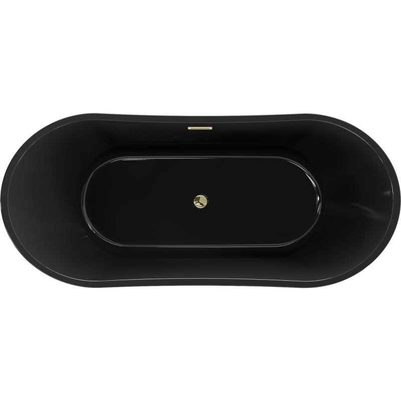 Mexen Montana szabadon álló fürdőkád 170 x 80 cm, fekete, arany túlfolyó - 52011708070-50