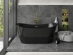 Mexen Montana cadă freestanding 170 x 80 cm, neagră, cu preaplin auriu - 52011708070-50