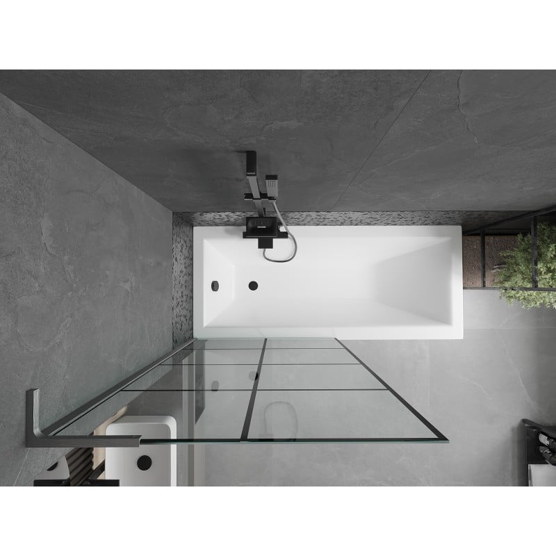 Mexen Next L paravan pentru cadă, cu 1 aripă, 90 x 150 cm, grilaj negru, gri închis periat - 895-090-000-03-77-66