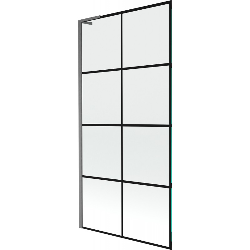 Mexen Next L egyrészes kádparavan 90 x 150 cm, fekete rács, gun gray kefélt - 895-090-000-03-77-66