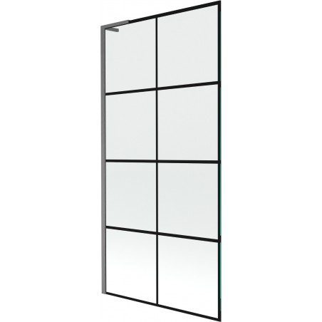 Mexen Next L paravan pentru cadă, cu 1 aripă, 90 x 150 cm, grilaj negru, gri închis periat - 895-090-000-03-77-66