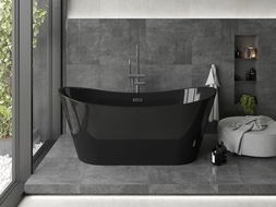 Mexen Montana szabadonálló kád 170 x 80 cm, fekete, gun gray kefélt leeresztéssel - 52011708070-66