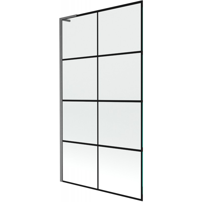 Mexen Next L paravan pentru cadă cu 1 canat 100 x 150 cm, cu grilaj negru, gun gray periat - 895-100-000-03-77-66