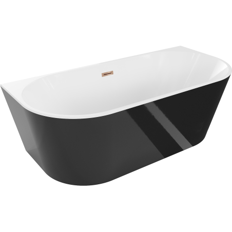 Mexen Oval cadă freestanding de perete 180 x 80 cm, alb/negru, evacuație cu aur roz - 52671808075-60