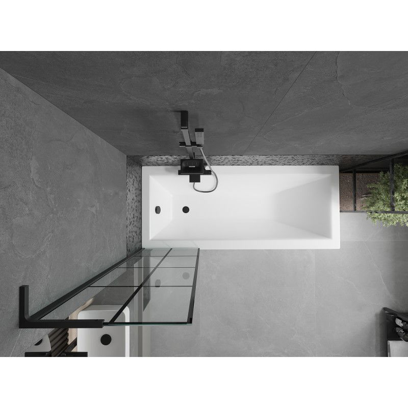 Mexen Next L 1 szárnyú fürdőkád paraván, 50 x 150 cm, fekete rács, fekete - 895-050-000-03-77-70